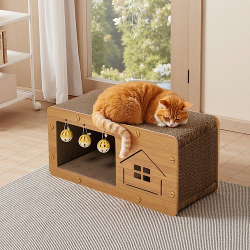 Large cat scratcher house with - large,