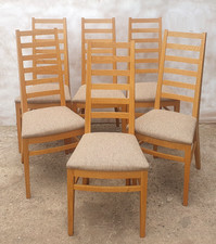 Set Of Six Oak Contemporary Ladderback Dining Chairs By Heals