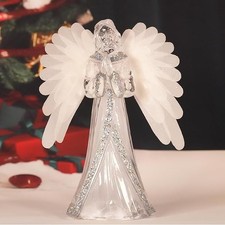 Angel Snow Globe 8.5 LED Color Changing Lamp Fiber Optic Wings Christmas Decor