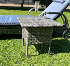 Grey Rattan Side Table Small