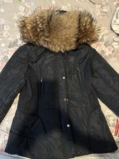 Women’s Padded Blue Luxury Winter Jacket With Detachable Real Fox Fur Trim Hood
