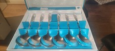 ONEIDA CRAFT 'WINTER SONG' SOLID STAINLESS STEEL SOUP SPOONS x 6 BOXED UNUSED