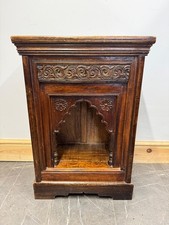 Wonderful Hardwood Carved Antique Indian Shrine Cupboard Side Table 