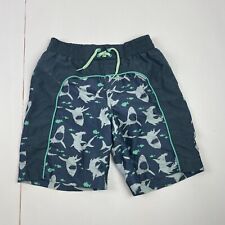 FAT FACE Swim Shorts Large 8-9 Years Blue Boys Netted Pockets Shark