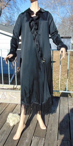 Vtg 1920s black silk fringe - vtg,