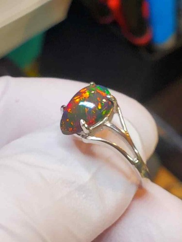 Natural black fire opal - fire,