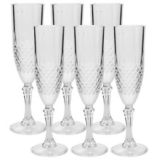 6-Piece Reusable Crystal Effect Champagne Flute Glasses Durable Party Drinkware