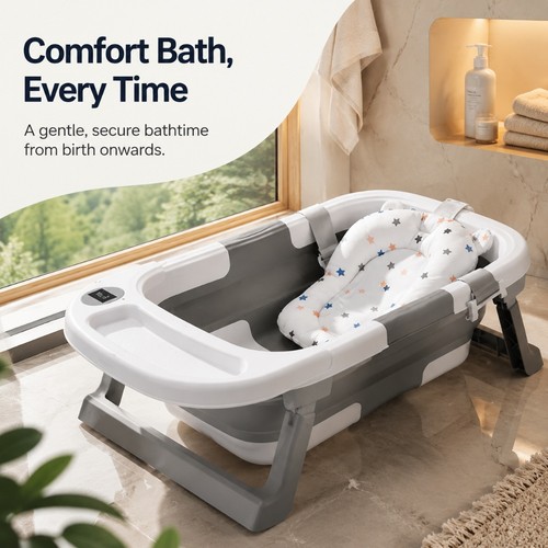 Foldable baby bath - baby, tub