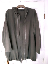 Women's XL hooded edge2edge cotton jersey jacket, boho parka, adjustable hem VGC