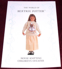 BEATRIX POTTER - MOUSE KNITTING SWEATER - ALAN DART KNITTING PATTERN DK 5-12