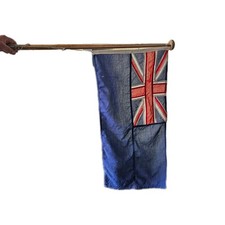 Vintage boat yacht blue - boat, ensign