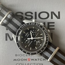 OMEGA X SWATCH MISSION TO THE MOON WATCH REPLACEMENT BLACK GRAY NATO STYLE STRAP