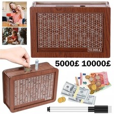 5000£/10000£ Wooden Money Box with Counter Cash Coin Piggy Bank Saving Challenge