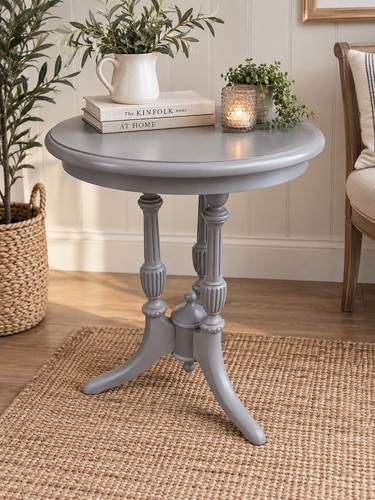 Vintage painted grey round - painted,
