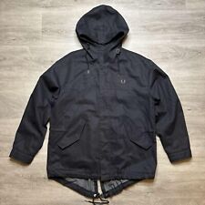 Fred Perry Mod Heavy Twill Black Fishtail Parka Size L *