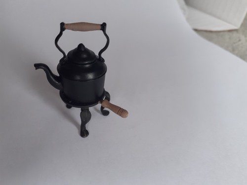 Dolls house kettle and - house,
