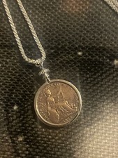 Authentic 1822 George IIII Mounted Copper Farthing On 18”Silver Chain 925