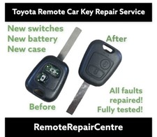 Repair service for Toyota Aygo  2005 - 2014 2 button remote key fob + new case