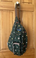 Kavu Ltd Edition Rope Sling Crossbody Bag Cascade Green Critters Fox Bison Owl
