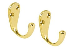 2 BRASS ROBE HOOK Coat Rack Peg Hat Bathroom Door Wall Hanger Single Gold Colour