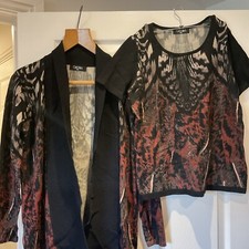 LADIES TWIN SET RED BLACK