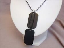 MILITARY DOG TAGS - Full Black MENS ARMY TAG NECKLACE SET BOYS BIRTHDAY GIFT