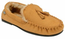Dunlop Mens Moccasin Slippers Loafers Faux Suede Warm Lined Outdoor Sole 'Duke'