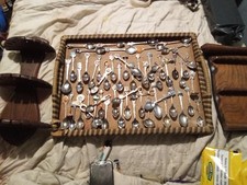 Vintage Souvenir Collector's Spoons with Display Rack