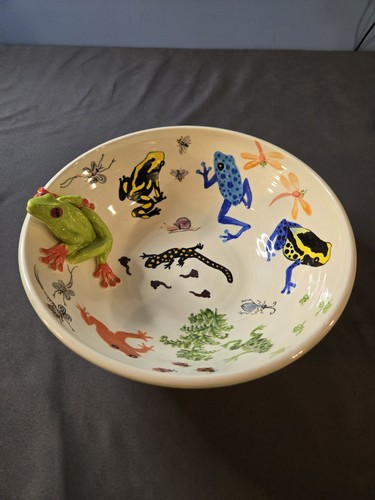 Studio pottery frog bowl white - pottery,