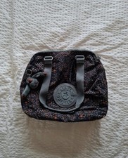 Kipling Shoulder Bag Green Feather Print with Monkey Yann-Loic