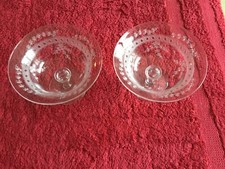 Pair Of  Art Deco Dessert Dishes  Decorated Bowl Ball Stem Plain Foot C 1935