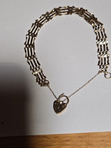9ct gold bar gate bracelet - gold,