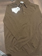 Reiss Trafford long sleeve polo shirt, men’s medium, toffee brown colour (BNWT)