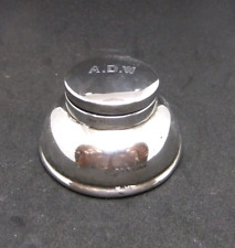 Solid Sterling Silver Capstan Desk Inkwell Ink Well London 1908 1914 Antique 80g