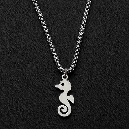 Silver seahorse pendant - silver,