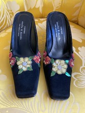 Womens Handmade Black Beaded ANELLO & DAVIDE Mules Shoes Size 40/7