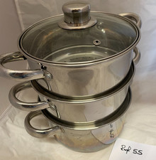 Stainless Steel 4 Piece Steamer Set + Glass Lid - size 18cm -Ref  55