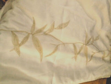 Voile Embroidered Curtains Pair White lined pleated each 55" wide x 72" long