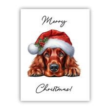 Irish Red Setter Christmas Card. Personilised Dog's Christmas Card.