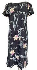 Vintage Dress Young Hawaii Bamboo Orchid Print Fit Modern 10/12