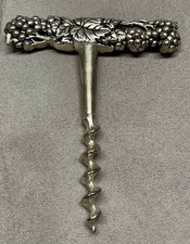 Vintage French Silver Plated Grape Vine Novelty Corkscrew Wine Bottle Opener
