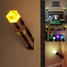 Minecraft Game Torch Lamp Led Night Light Home Decors USB Rechargeable Kids Gift