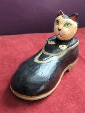 Cat In A Shoe Wooden Painted