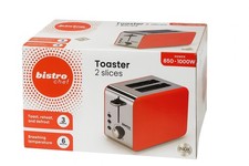 Bistro Chef 2 Slice Toaster 850-1000W Stainless Steel Red – 3 Functions, 6...