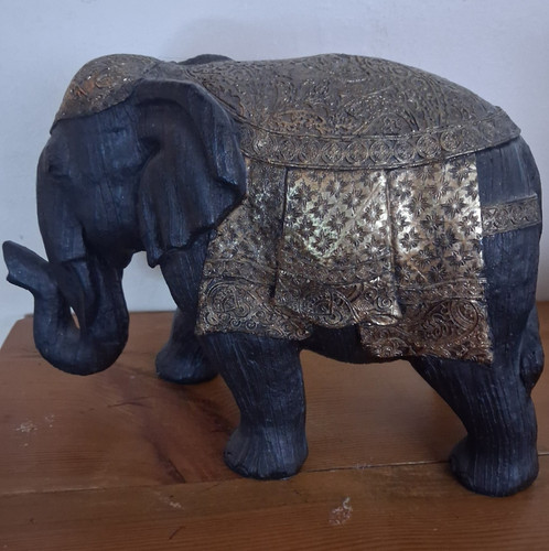 Wooden elephant figurine with - wooden,
