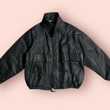 Vtg Men's Black Leather Bomber