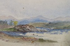 Original Watercolour on Paper, 'Coast with distant hills', Circa 1890