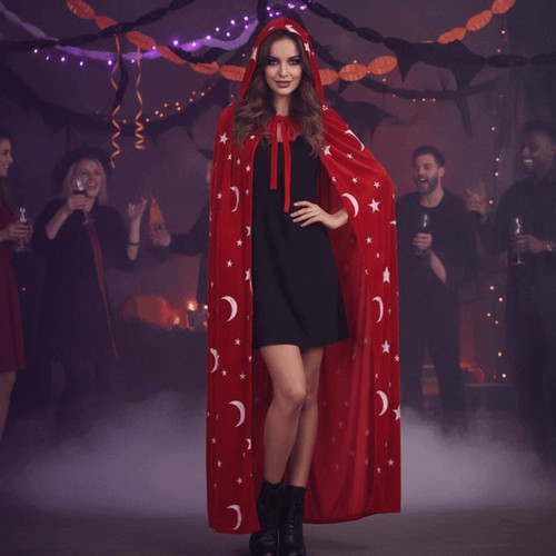 Halloween velvet hooded cloak - halloween,