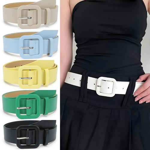 Candy colored women belt - pu,