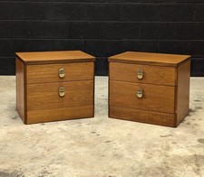 Pair Mid-Century Stag Cantata Teak Bedside Cabinets Drawers Vintage G-Plan Retro